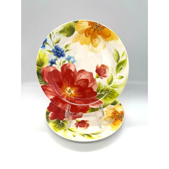 Pier 1 Imports Amelia Set of 2 Salad Plates 9" Ironstone - Picture 1 of 5